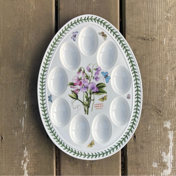 Portmeirion Botanic Garden 12 Inch Egg Shaped Devilled Egg Server Platter - Picture 12 of 12